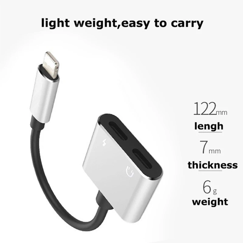 Фото Двойной аудио адаптер для наушников Lightning Jack Aux iPhone 11 Pro Max 7 8 X XR сплиттер конвертер Двойной аудио адаптер для наушников Lightning Jack Aux iPhone 11 Pro Max 7 8 X XR сплиттер конвертер