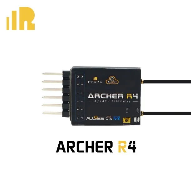 

FrSky 2.4GHz Archer R4 ACCESS OTA Telemetry Redundancy Receiver with 4 PWM Servo Connectors for Wings and FPV Multirotors