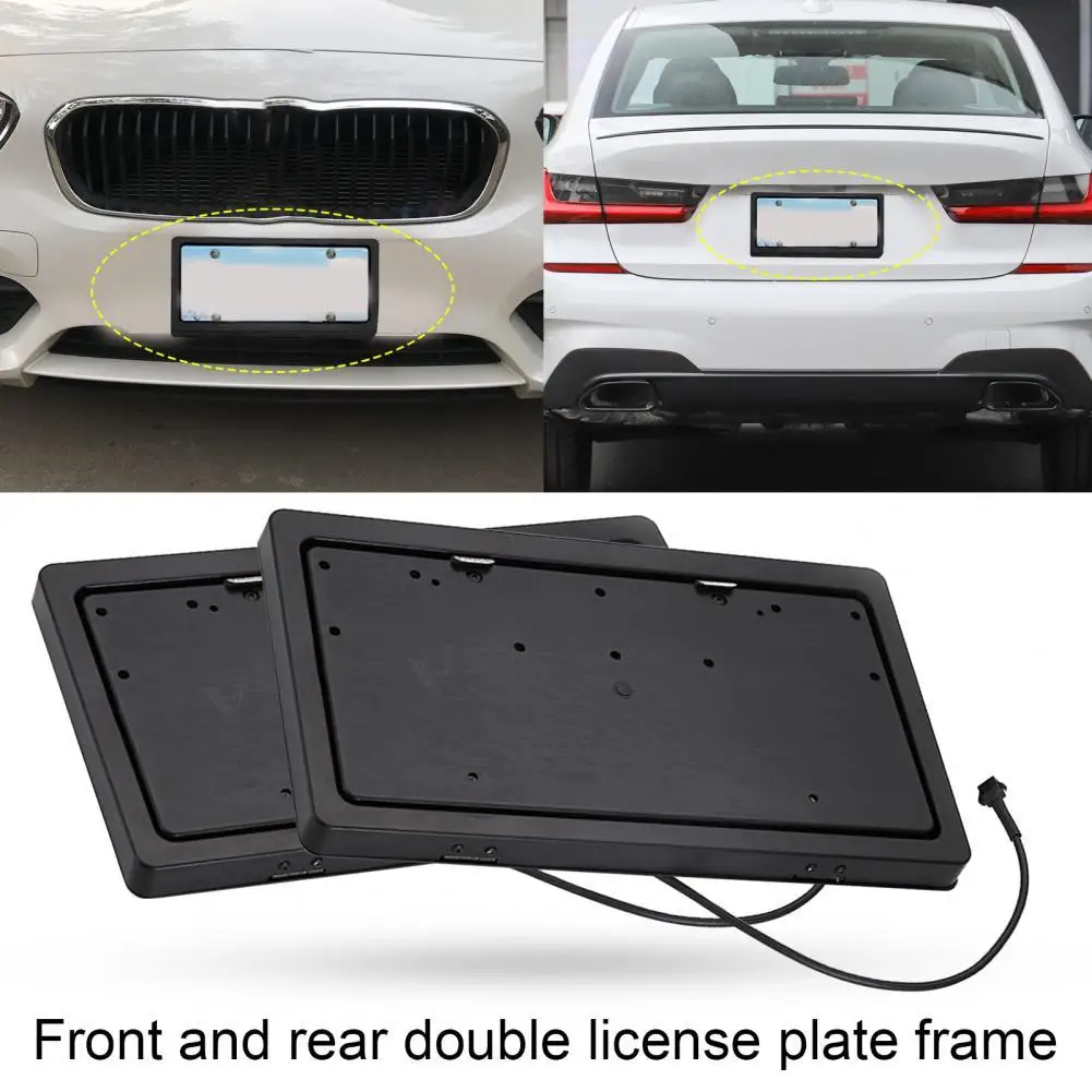 

2Pcs Front Rear Electric Remote Control Flip Ignitor Interface for USA Standard New Energy Vehicles License Plate Frame Holder