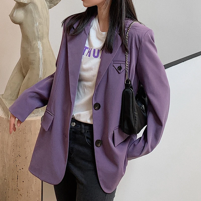 

2021 Fashion Women Loose Autumn Blazer Jackets Female Elegant Suits Coat Chic Korean Office Ladies Casual Blazers Outerwear