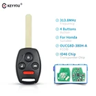 Брелок KEYYOU для автомобильного дистанционного управления без ключа, 4 кнопки, 313,8 МГц, с чипом ID46, брелок для Honda Accord Fit Civic 2003-2007