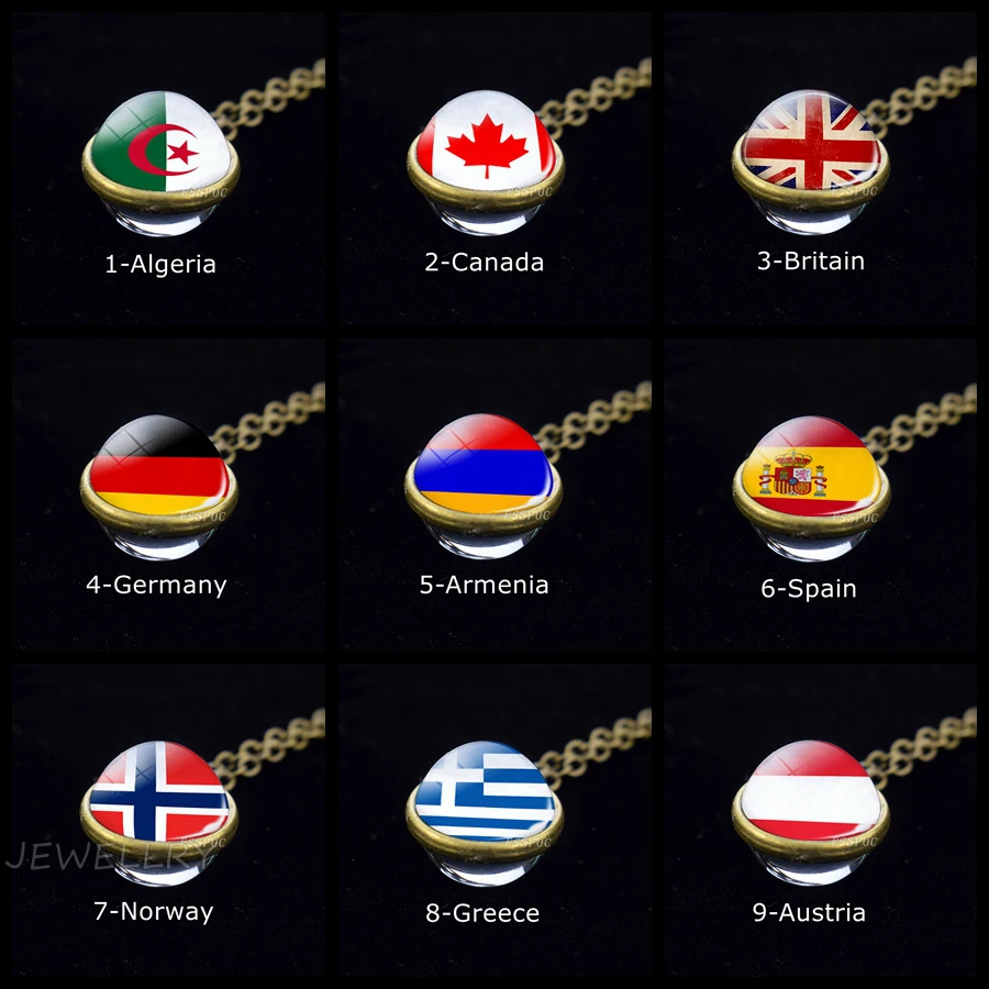Флаги стран мира ожерелье с шариком Национальный флаг США Великобритания Россия