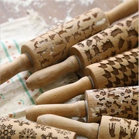 nnew car pattern wooden rolling pin embossing baking cookies noodle biscuit fondant cake dough patterned roller snowflak
