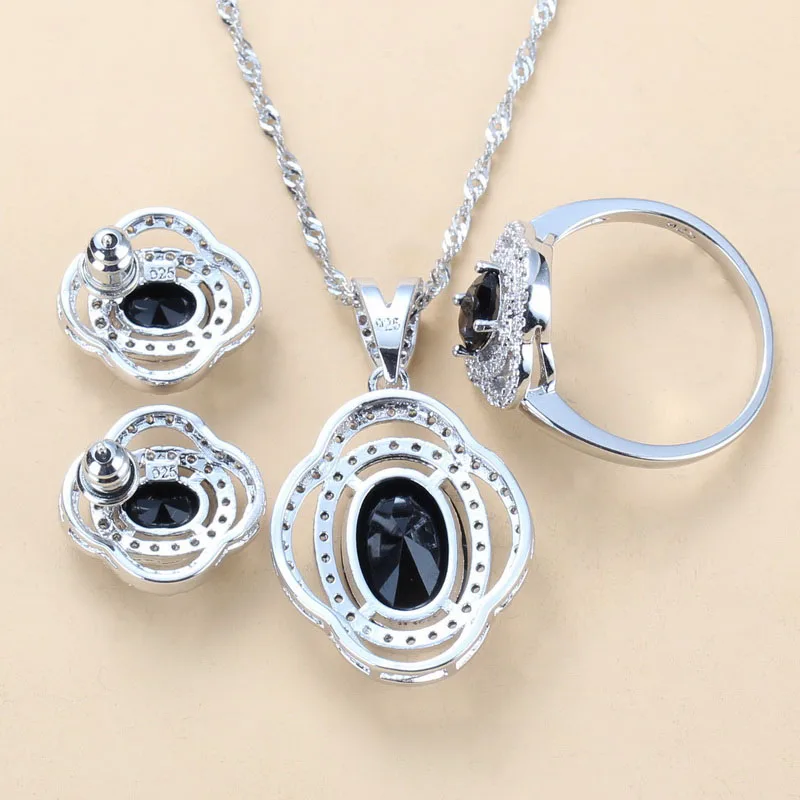 Женский костюм Модные Ювелирные наборы серебряный цвет натуральный черный