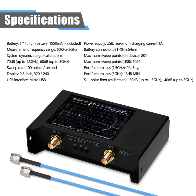 NanoVNA V2/ SAA2 3G версия VNA HF VHF UHF UV Векторный анализатор сети антенный с EVA сумкой для