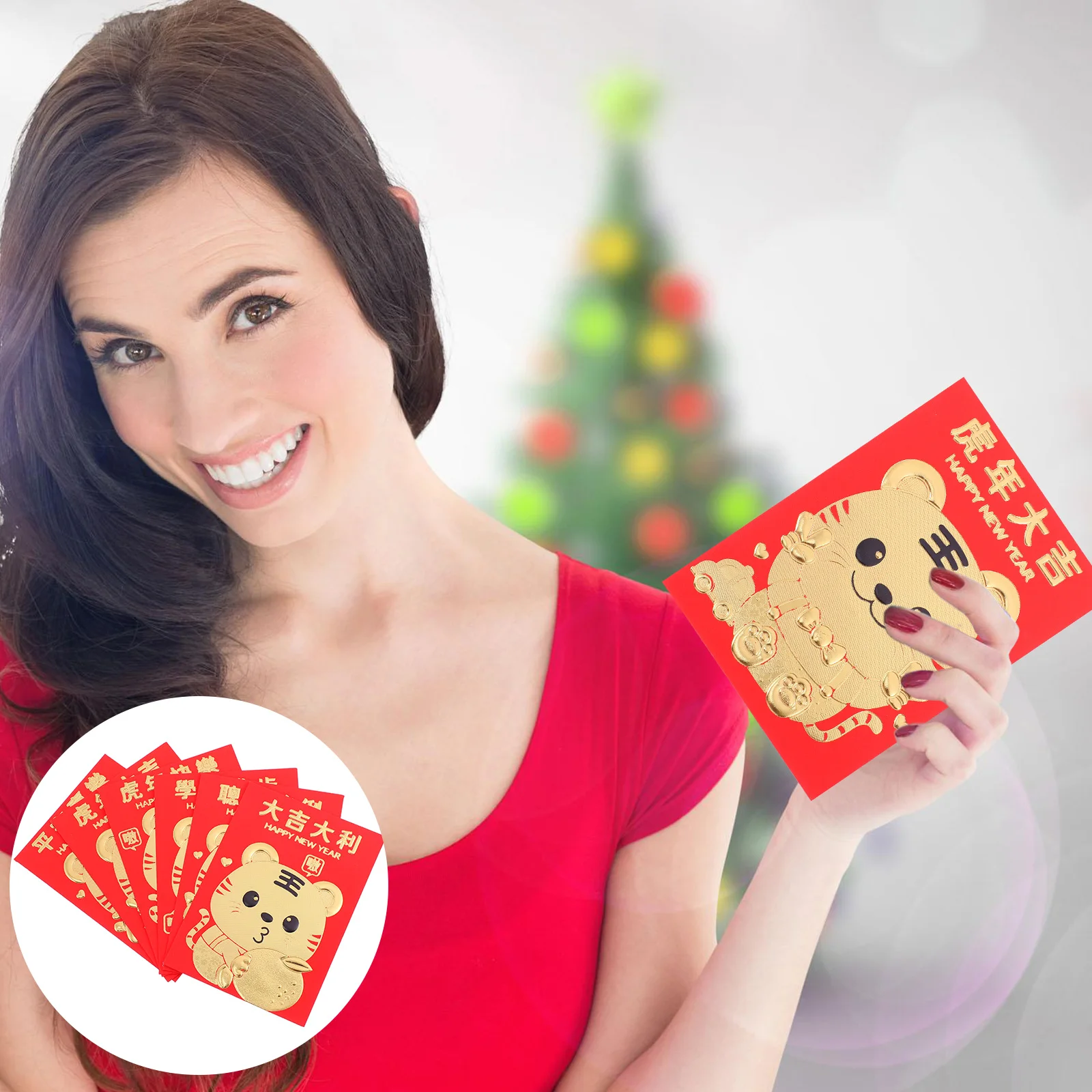 60 шт. китайский красный конверт тигры узоры пакет стандартный Зодиак Hongbao для