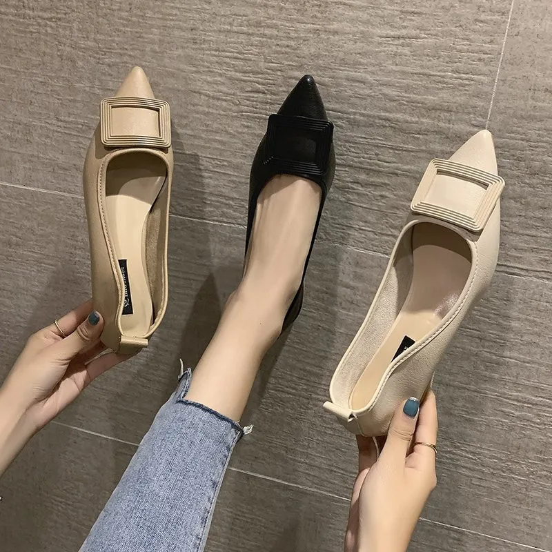 

Low Heels Shallow Mouth Pointed Toe Shoes Woman Flats Casual Female Sneakers Modis All-Match Dress New Summer Nurse 2021 Comfort
