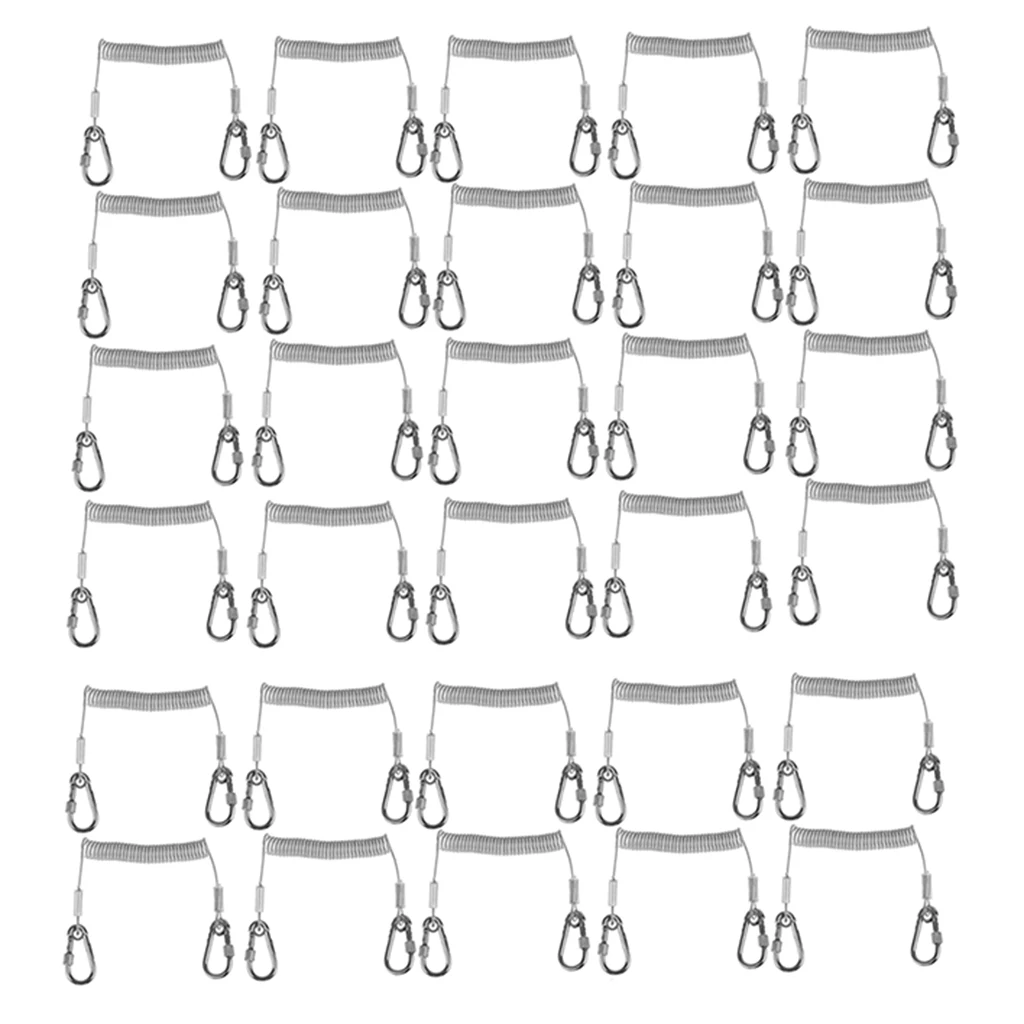 Набор из 30 рыболовных шнурков нержавеющей стали выдвижной спиральный трос с