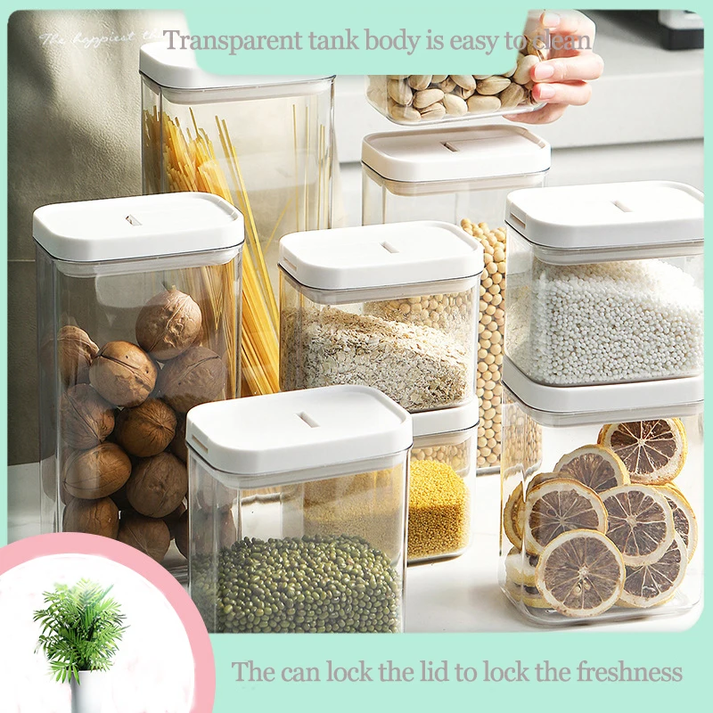 

Food Storage Box Kitchen Transparent Sealed Storage Tank For Whole Grains Plastic Storage Fresh-keeping Sealed Tank