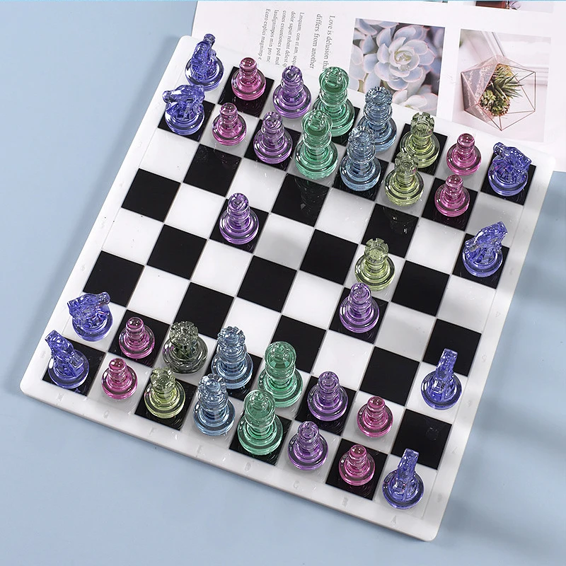 3D International Chess Silicone Mold For DIY Epoxy Resin Drop Glue Mold Casting Drop Glue Tools Handmade Table Ornaments Crafts