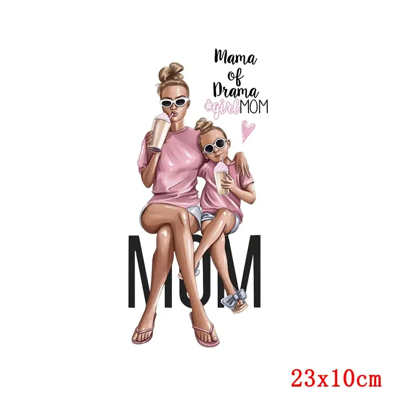 

Fashion Mother Patches Iron On Transfer For Clothing Fashion Heat Transfer Appliqued DIY T-shirt Decor Thermo-stickers On Fabric