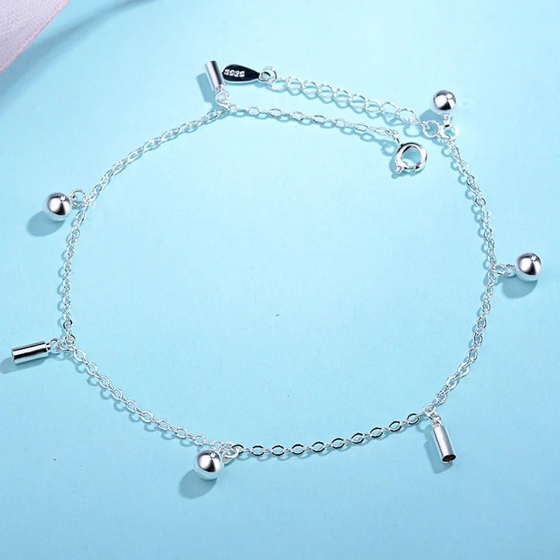925 Стерлинговое серебро круглый колокольчик в форме сердца ножной браслет для