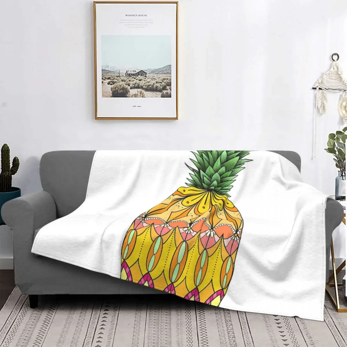 

Manta de piña feliz, para cama colcha, edredones a cuadros, manta térmica, edredones y colcha