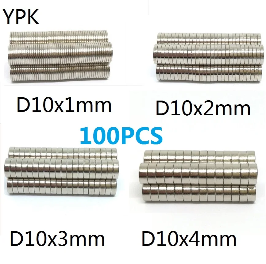 100 шт./лот NdFeB магнит 10*1 10*2 10*3 10*4 N35 дисковый 10x1 10x2 10x3 10x4 круглые магниты для