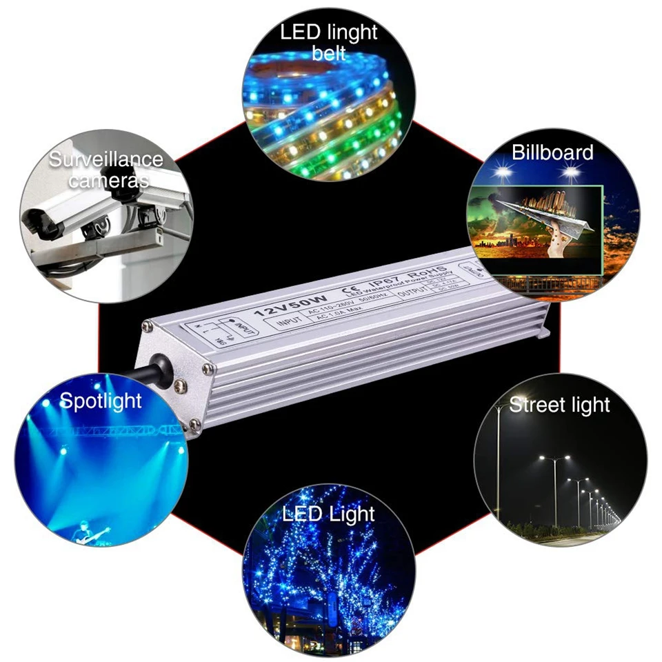 

Waterproof Power Supply DC12v LED Driver 10W 15W 20W 25W 30W 36W 50W 60W 100W 120W 300W Transformer 220v To 12v Driver For Leds