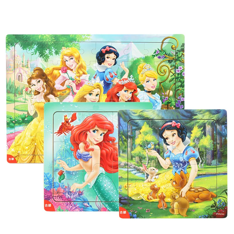 Деревянные головоломки disney 9 шт.+ 16 шт.+ 30 шт. Комбинированная деревянная рамка головоломка с рисунками детская головоломка