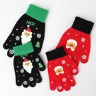 1 пара, зимние вязаные перчатки с принтом Санта-Клауса