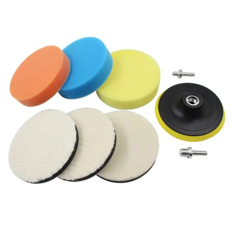 

7Pcs/set Polishing Pad Soft Wool Ball Bonnet Kit 5\" Wheel Pad Disc Abrasive Tool High Quality