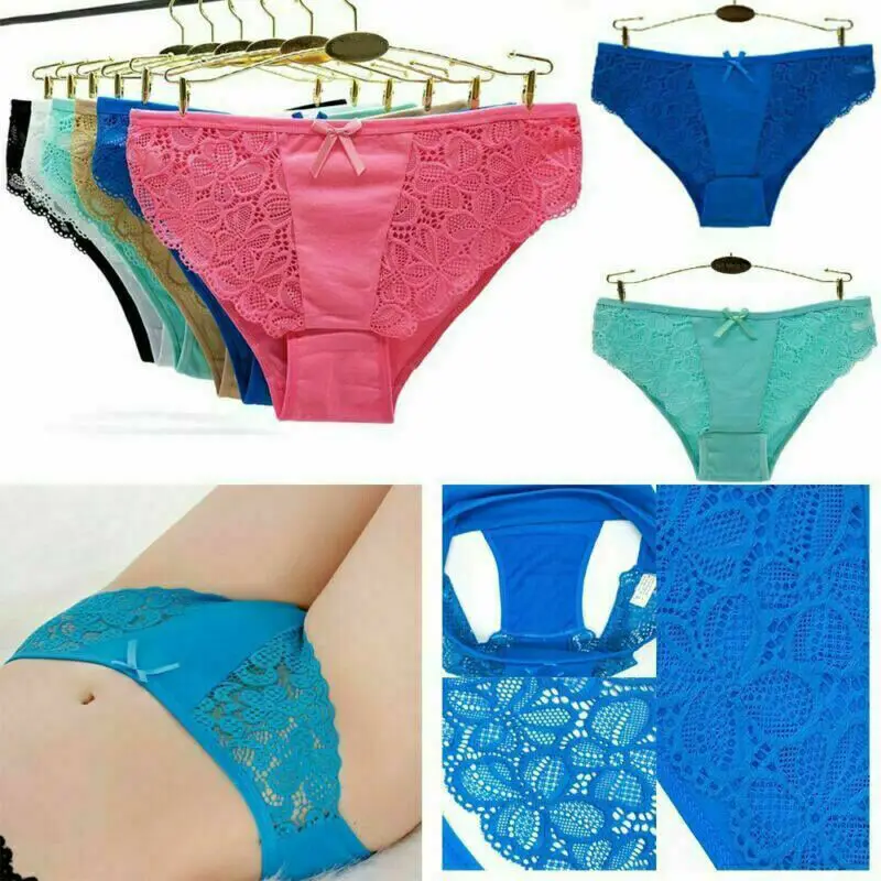 

6pcs Womens Sexy Lace Panties Knickers Full Briefs Seamless Ladies Underwear UK