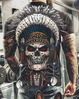 2021summer new skull printed t shirt for men casual oversized short sleeve clothes streetwear hip hop 3d printing top tees