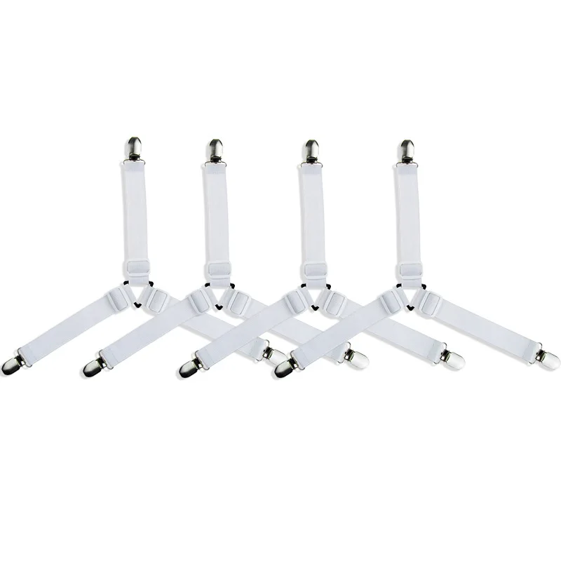 4pcs White Белый 4 шт. регулируемая кровать простыни зажимы крышка Захваты держатель матрас одеяло застежка ремни крепления нескользящие ремни - Цвет: 4pcs White