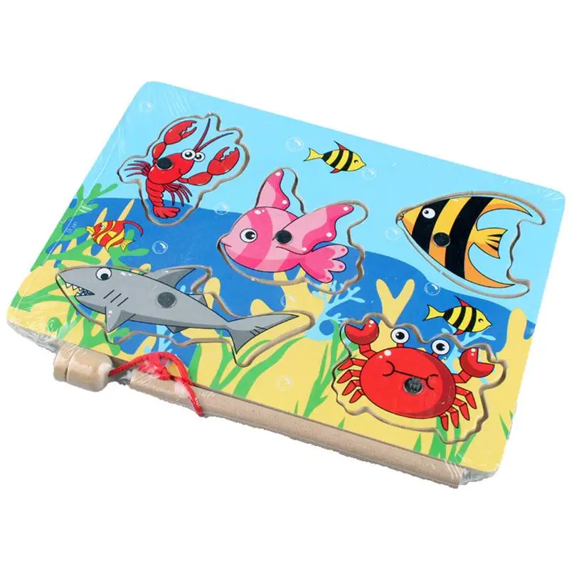 

Baby Educational Toys 7-15Pcs Fish Wooden Magnetic Fishing Toy Set Fish Game Educational Fishing Toy