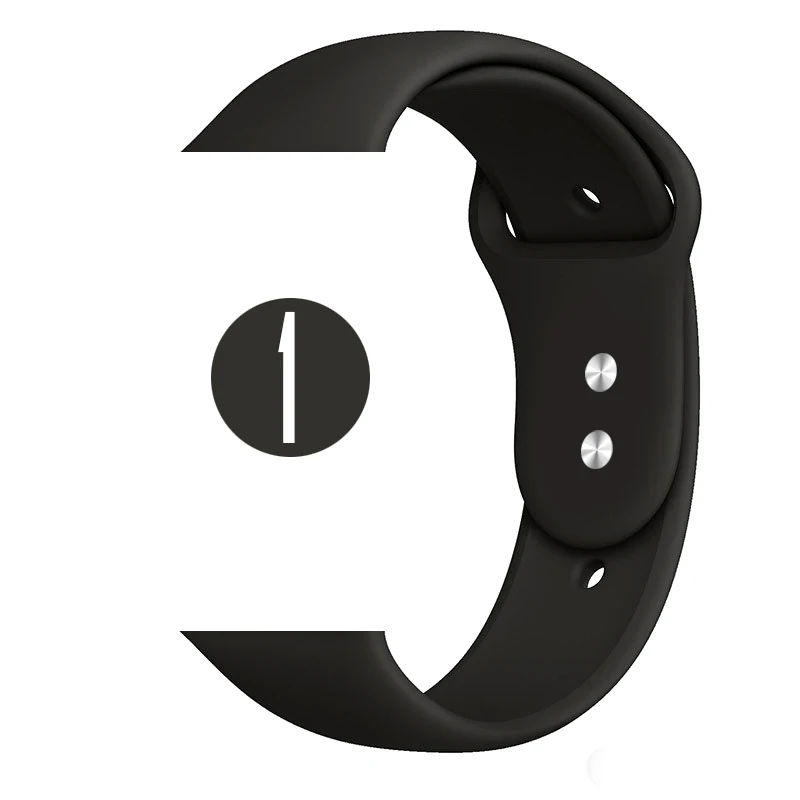 1 Black Цветной мягкий силиконовый спортивный ремешок для Apple Watch Series 5 4 3 2 1 38 мм 42 мм резиновый ремешок для часов iWatch 5 4 40 мм 44 мм - Цвет ремешка: 1 Black