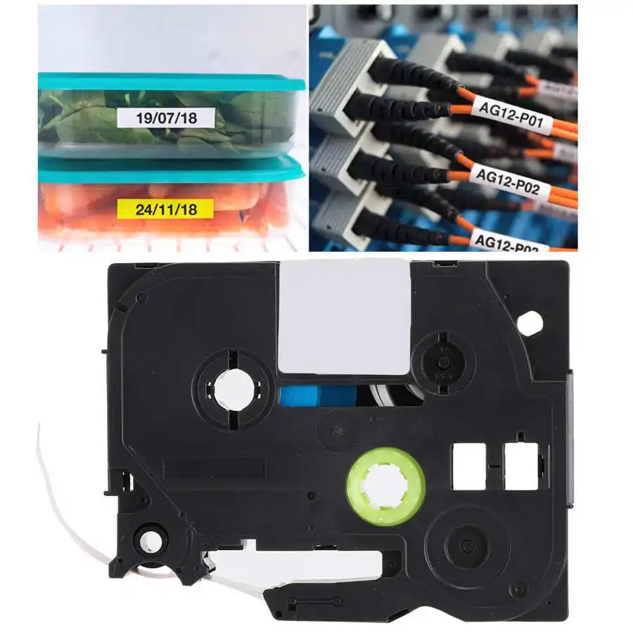 Термопечатная лента на белом и розовом фоне 12 мм для маркировочной машины Brother/TZe