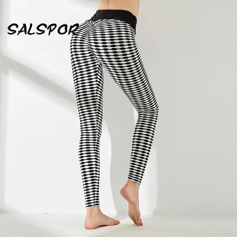 

SALSPOR High Waist Running Leggings Women Print Sport Plus Size Fitness Workout Legging Gym Workout Tights Pants Anti Cellulite