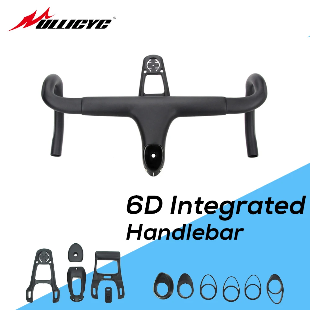 6D Full Carbon Road Bicycle Handlebar Integrated Bar 28.6mm UD Weave With Bike Computer Mount Special Spacer light mount YT600 | Спорт и