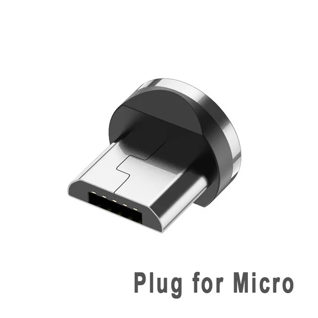 Plug for Micro Вы первый Usb-c кабель Micro USB Магнитный кабель type C провод для iPhone металлический штекер светодиодный зарядный кабель 1 м/2 м для Android ios - Цвет: Plug for Micro
