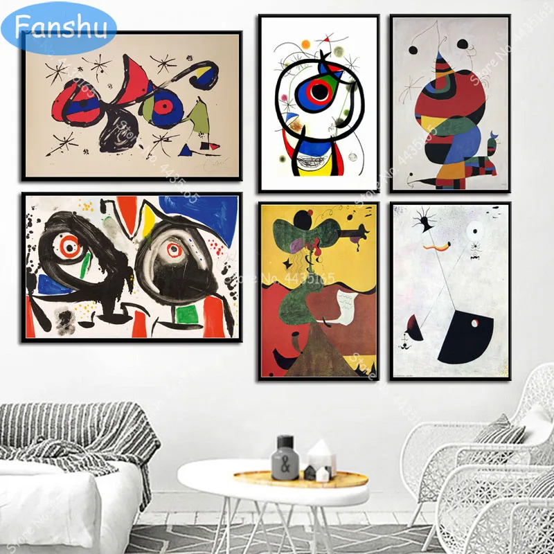 Современный постер с художественной картиной Жоан Миро в суперреалистичном