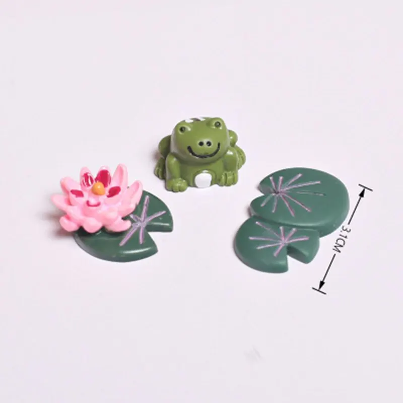 3PCs/Set Cartoon Animal Pig Dog Lotus Miniature Ornament Resin DIY Fairy Garden Micro Dollhouse Plant Pot Bonsai Terrarium Decor | Дом и сад