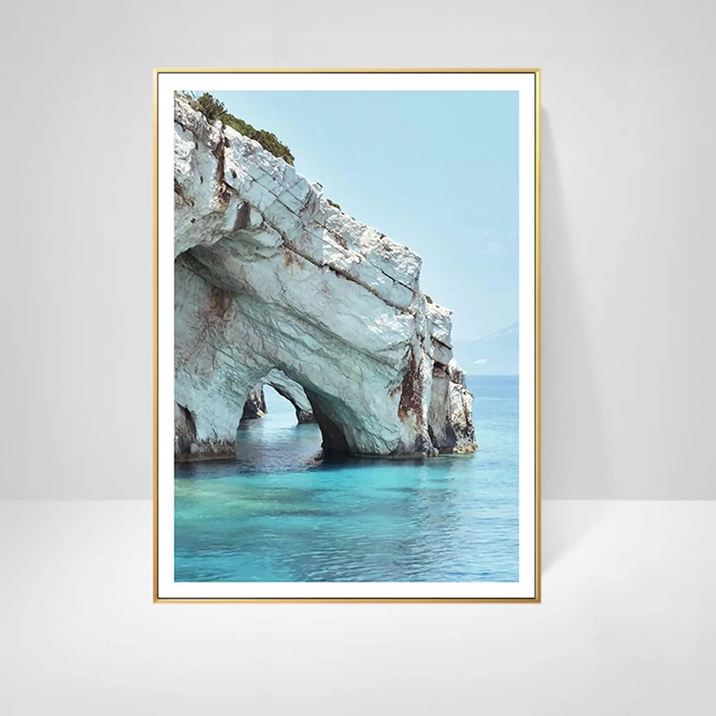 Синие пещеры морской пейзаж настенный художественный холст Постер и печать