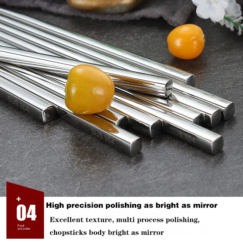 5 пар/комплект китайские палочки для еды из нержавеющей стали | Дом и сад