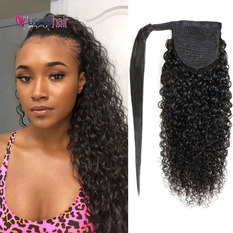 

Кудрявые Волнистые накладные человеческие волосы для конского хвоста бразильские прямые волосы Remy для женщин кудрявые накладные хвосты