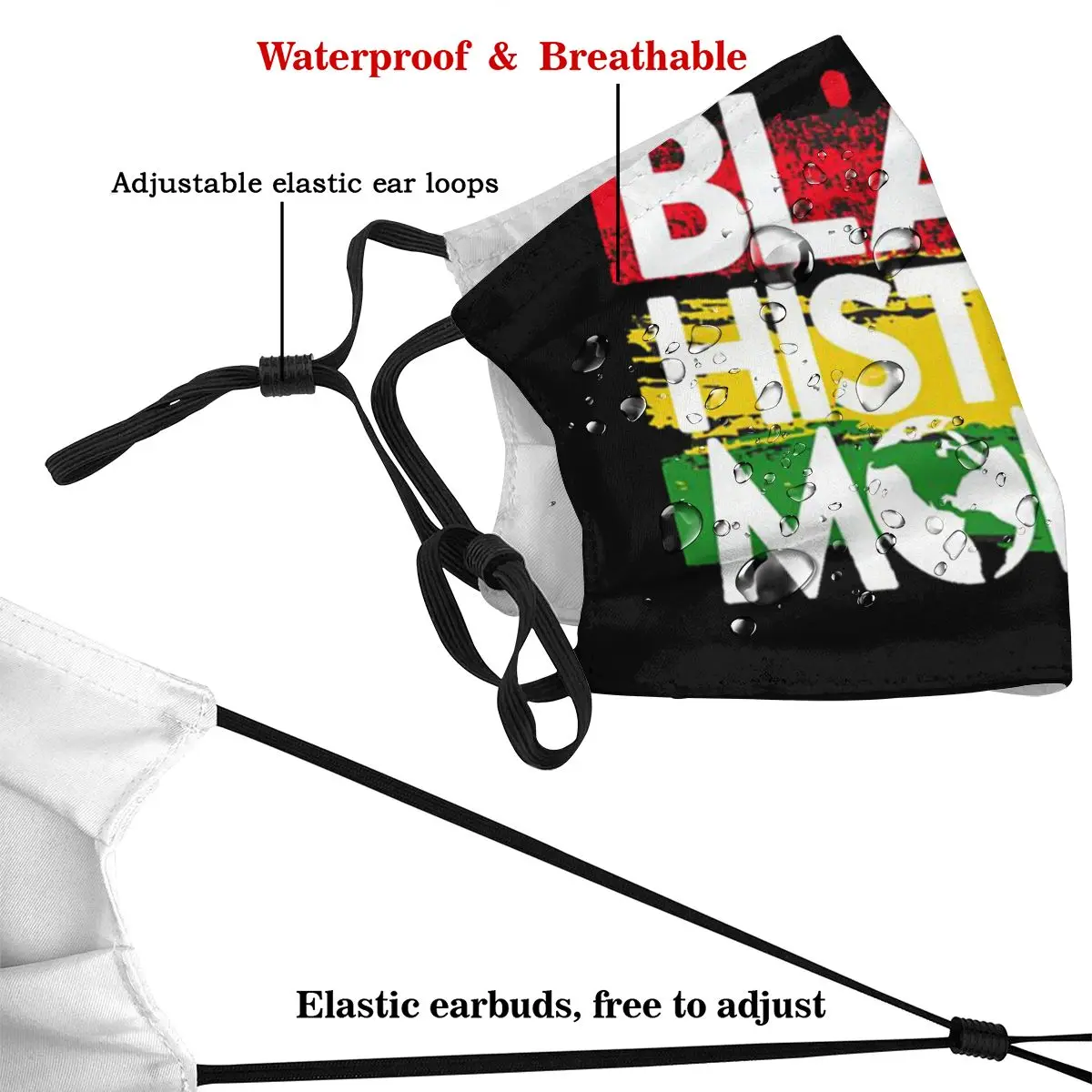 

Black History Month Logo Dust Mask with PM2.5 Filter Activated Carbon for Adult Facemask Mouth Reusable