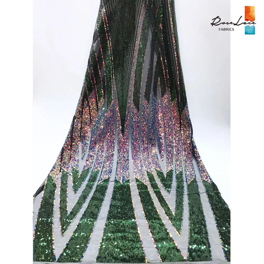 Королевское синее Африканское расшитое блестками Сетчатое кружево 2020 высокое