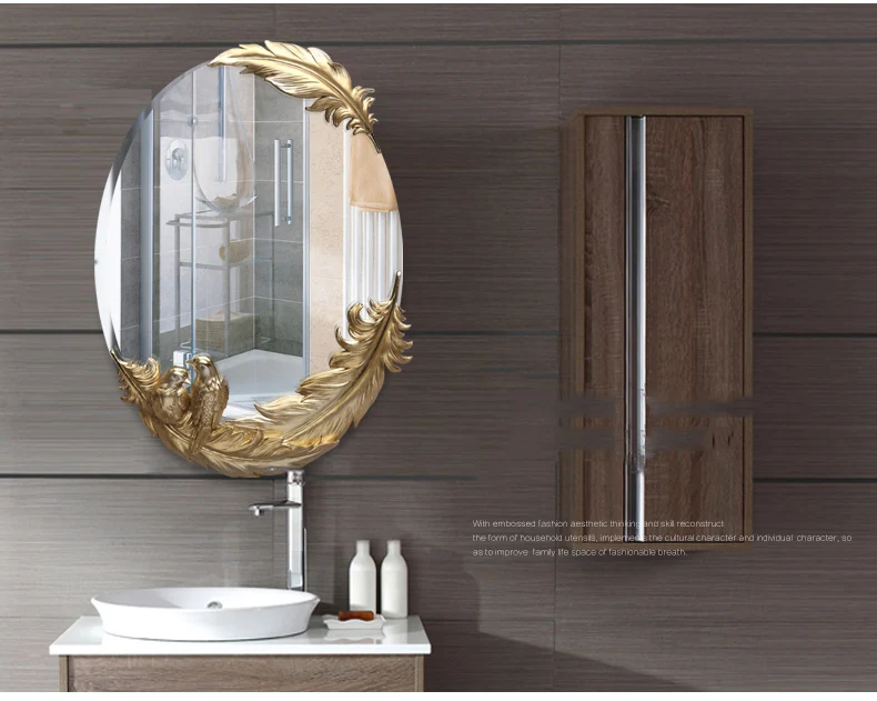 

MODERN RESIN EMBOSSED DRESSING MIRROR WALL HANGING BATHROOM MIRROR WALL DECORATION CRAFTS HOME BEDROOM MAKEUP MIRROR WALL MURAL