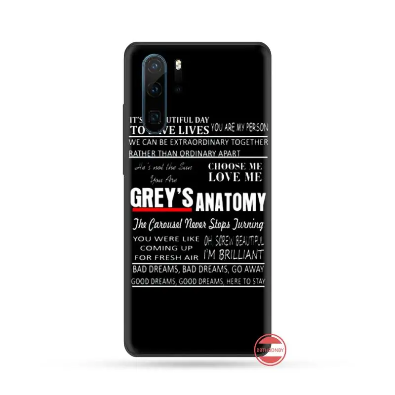 Мягкий чехол сериала Анатомия серого цвета для телефона Huawei P9 P10 P20 P30 Pro Lite smart Mate 10