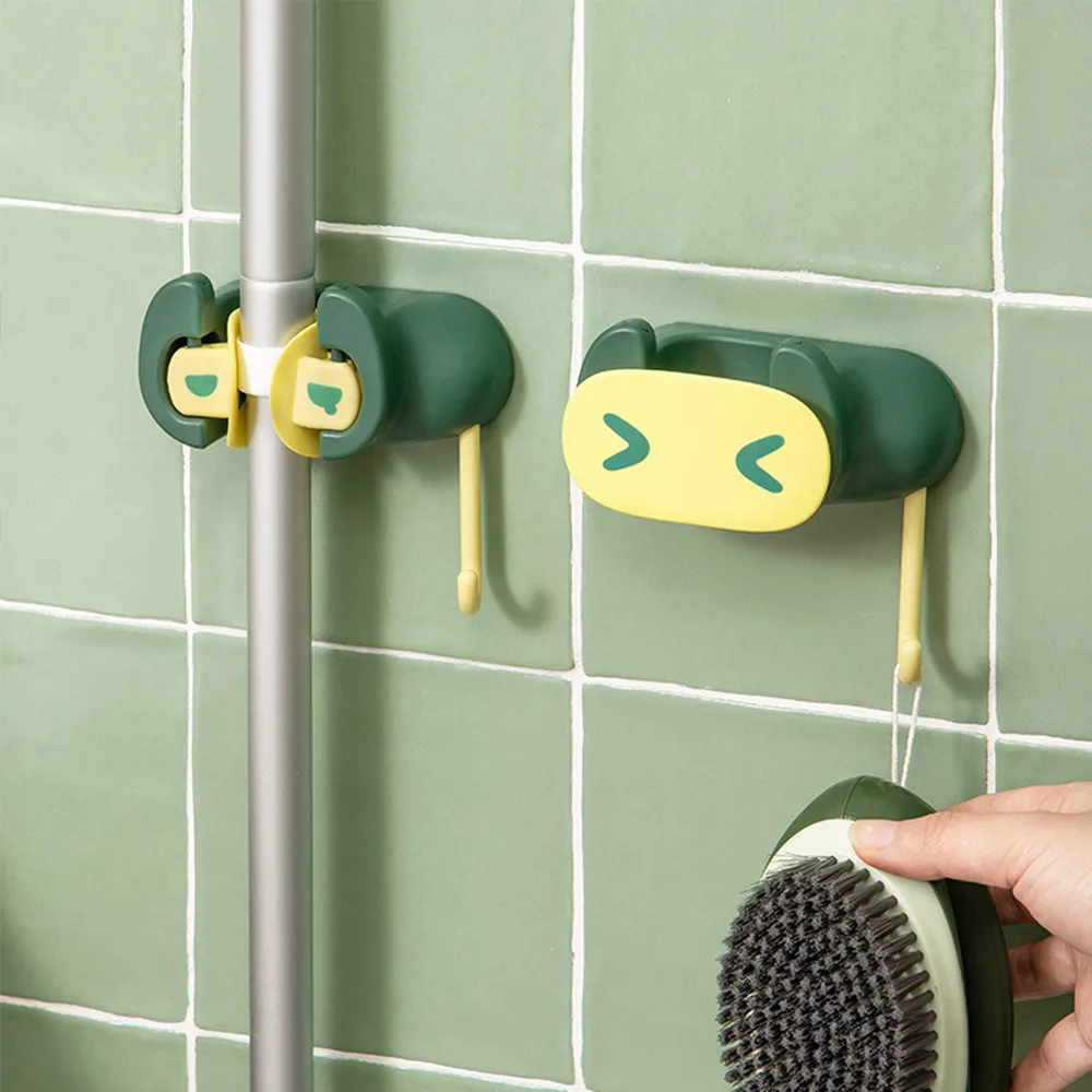 

Cartoon Sticky Hook Mop Holder Wall Mounted Mop Holder Brush Broom Hanger Clip Storage Rack Organizer Hanger for Bathroom