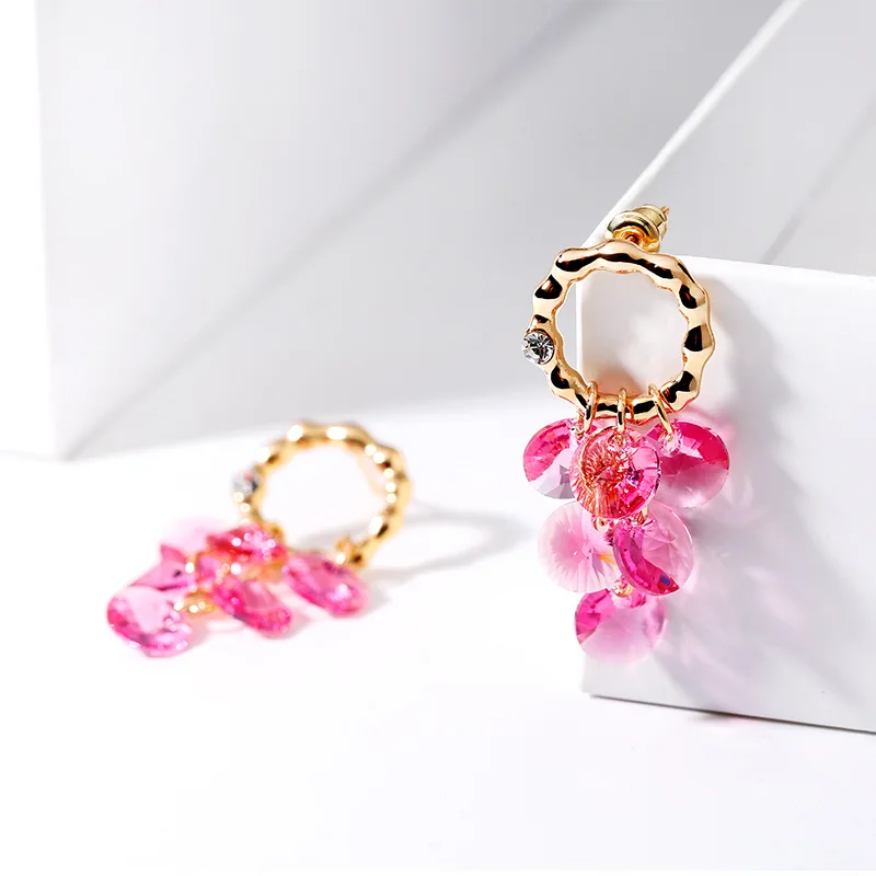 Серьги кольца женские гипоаллергенные с кристаллами|Серьги-подвески| |