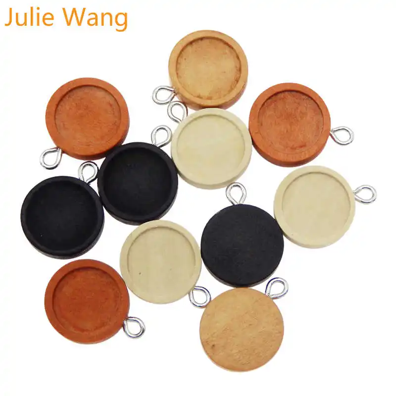 Julie Wang 8 шт. деревянные круглые Кабошоны базовые настройки шармы пустой поднос