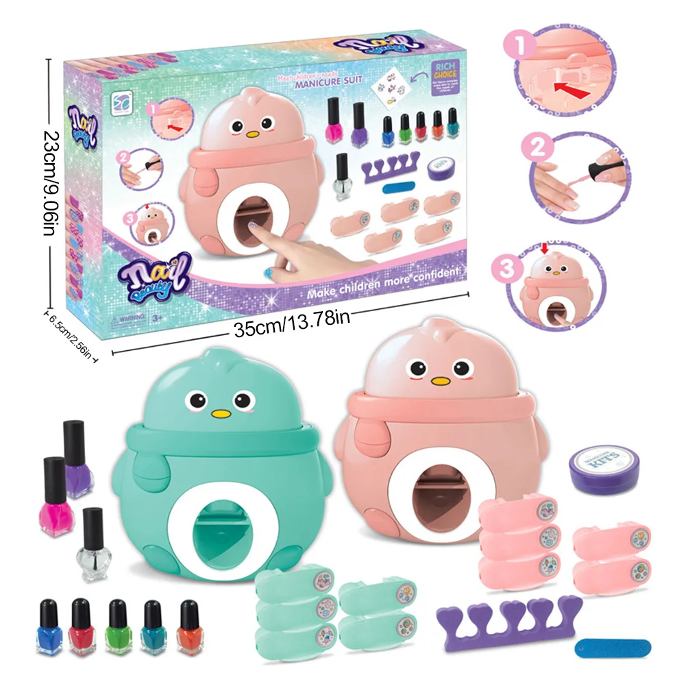 

Kids Cute Manicure Set DIY Nail Art Print Pattern Beauty Machine Kit Cosmetics Pretend Play Nail Polish Stamper Toys for Girls