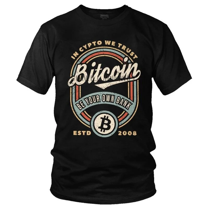 

Vintage Bitcoin In Crypto We Trust T-shirt Men Fashion T Shirt Short Sleeve Blockchain BTC Fan Tshirt 100% Cotton Tee Top Clothe