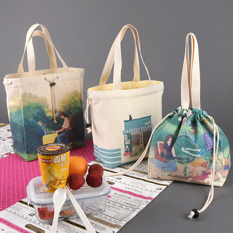 

Fashion Insulated Lunch Bags For Men Women Bento Box Organizer Waterproof Camping Food Drink Cooler Bag Picnic Travel Bento Bag