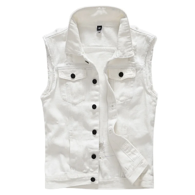 Hot New Brand Vest Male Denim Vest Vintage Sleeveless Washed Jeans Waistcoat Man Cowboy Ripped Jacket Casual Vest men size M-5XL