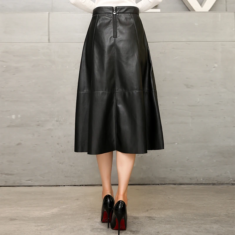 Осенняя Женская юбка из искусственной кожи с высокой талией облегающая