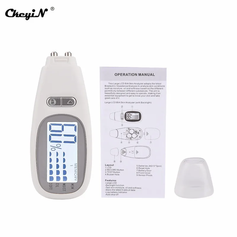 Цифровой анализатор влажности кожи лица с ЖК дисплеем масла для датчик тестер