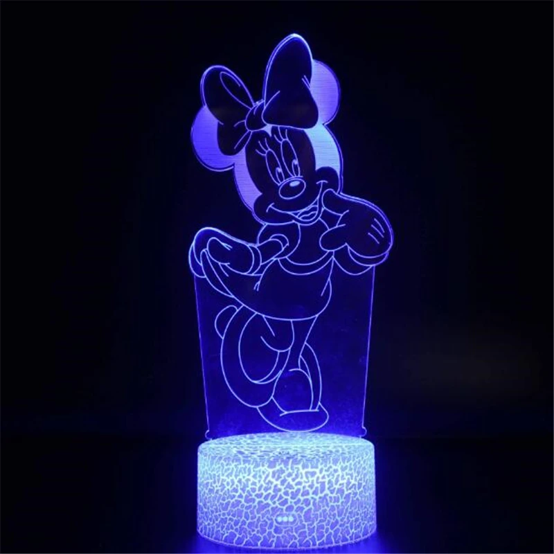 Disney мультфильм 3D лампа с Микки-Маусом Мышь Минни светодиодный Ночной светильник